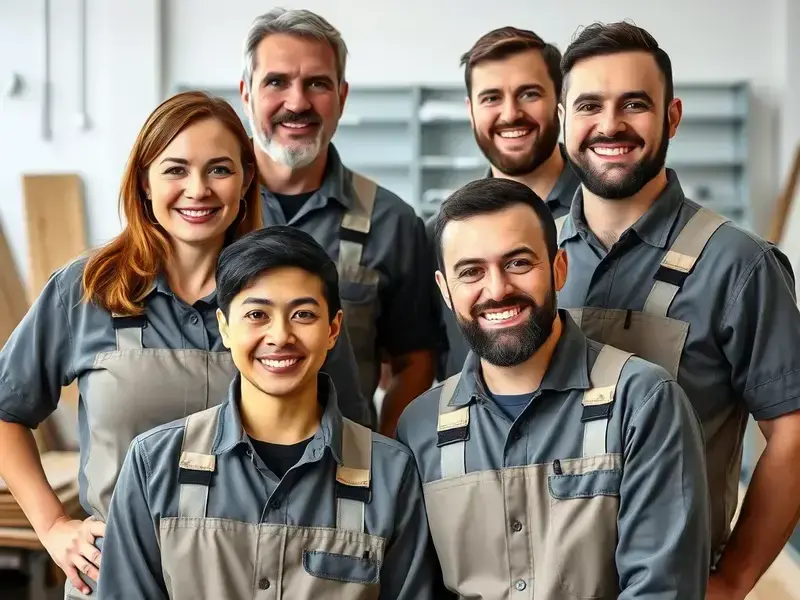 AALflooring professional team at workshop