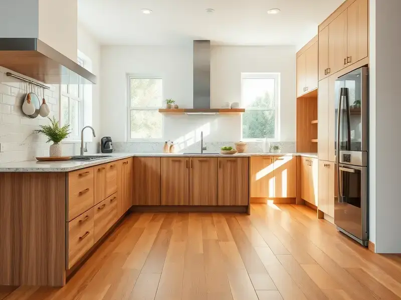 Luxury vinyl plank flooring in modern kitchen